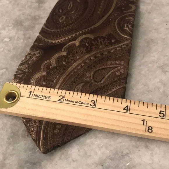 Sean John Paisley Silk Tie Mens Necktie Brown Handmade Festival Hipster Preppy - Picture 6 of 6